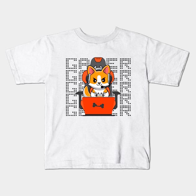 Corgi Gamer Kids T-Shirt by createe